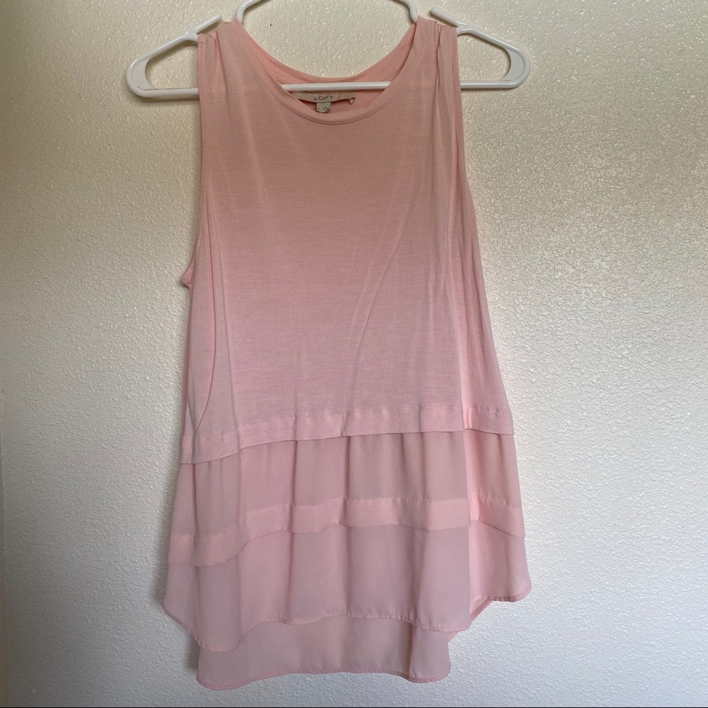 LOFT Light Pink Layer Tank Blouse Large